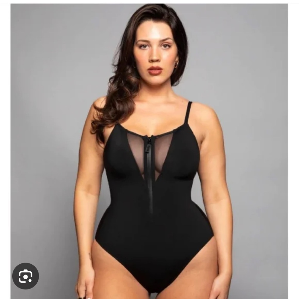 Black Hicut Zippy One Piece Swimsuit